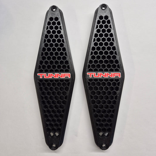 Front view of Emdawg Tunna GTS style side vents for HQ HJ HX HZ WB Holden One Tonner – left and right pair with mounting holes