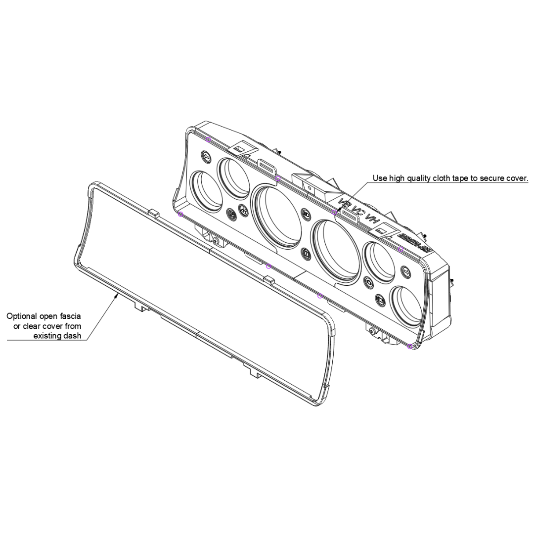 Retrotech Classic 60X (Instrument Cluster Replacement) - Bare chassis l VB VC VH Commodore Replacement Kit