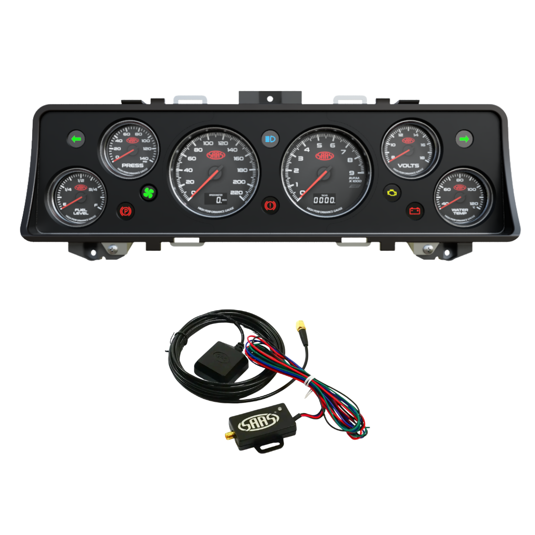 Car dashboard gauge cluster (Instrument Cluster Replacement) with wiring harness on a white background