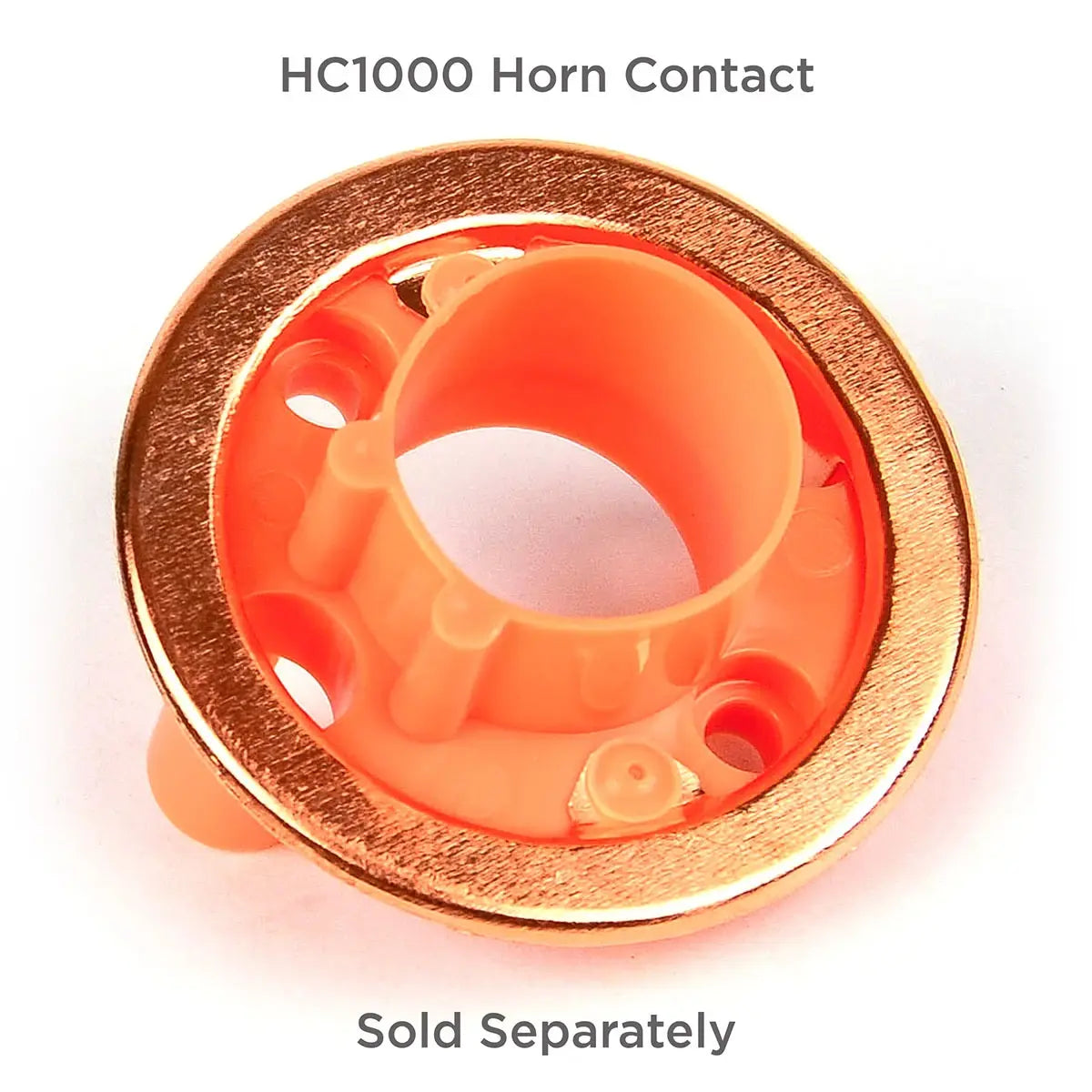 HC1000 Horn Contact with gold rim and orange center on a white background