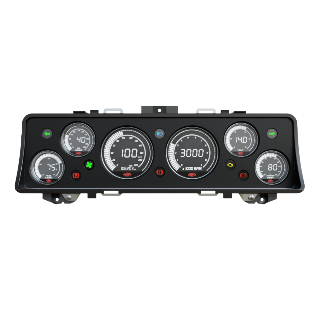 Dashboard instrument panel (Instrument Cluster Replacement) with multiple gauges on a white background