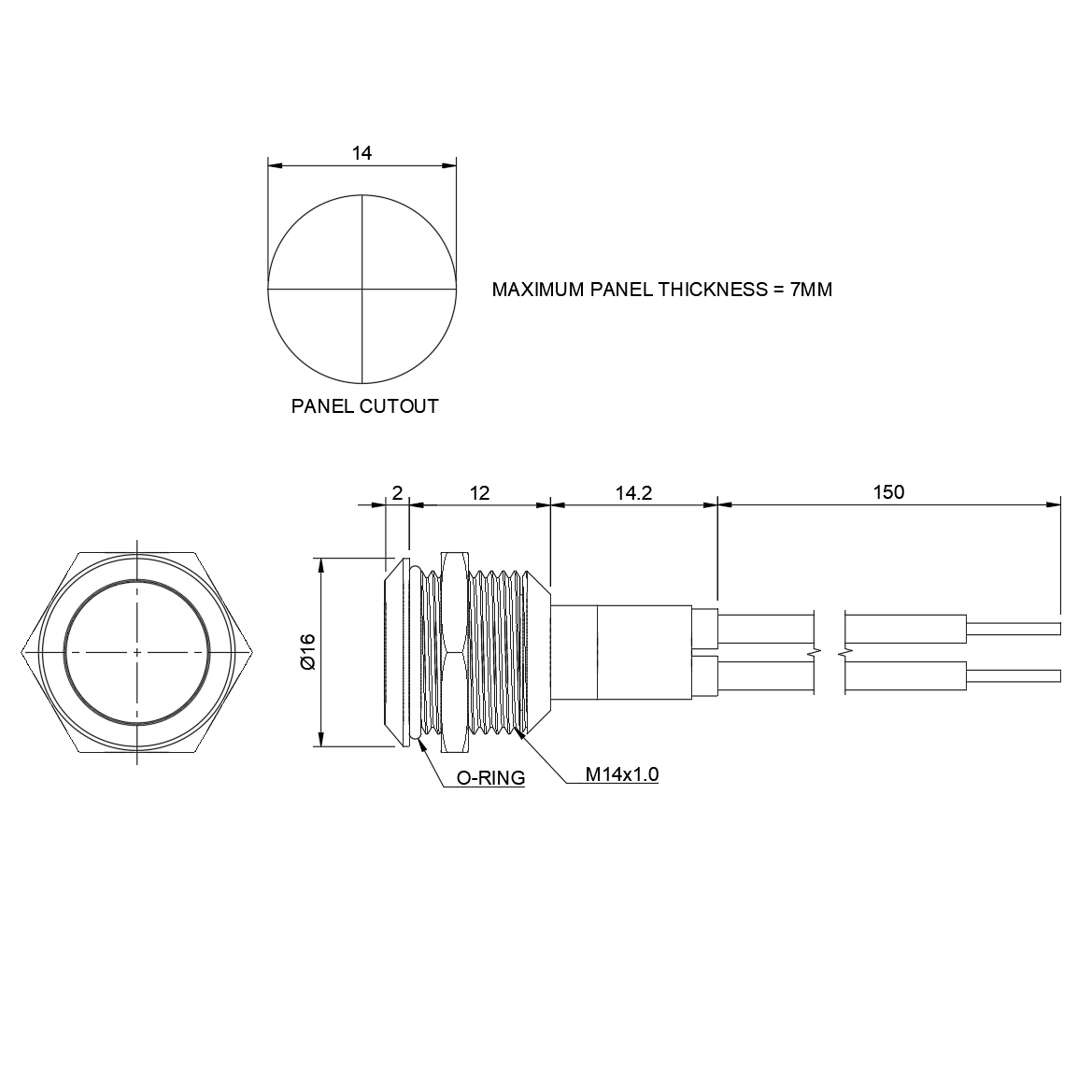 Image showing dimensions of the pilot light