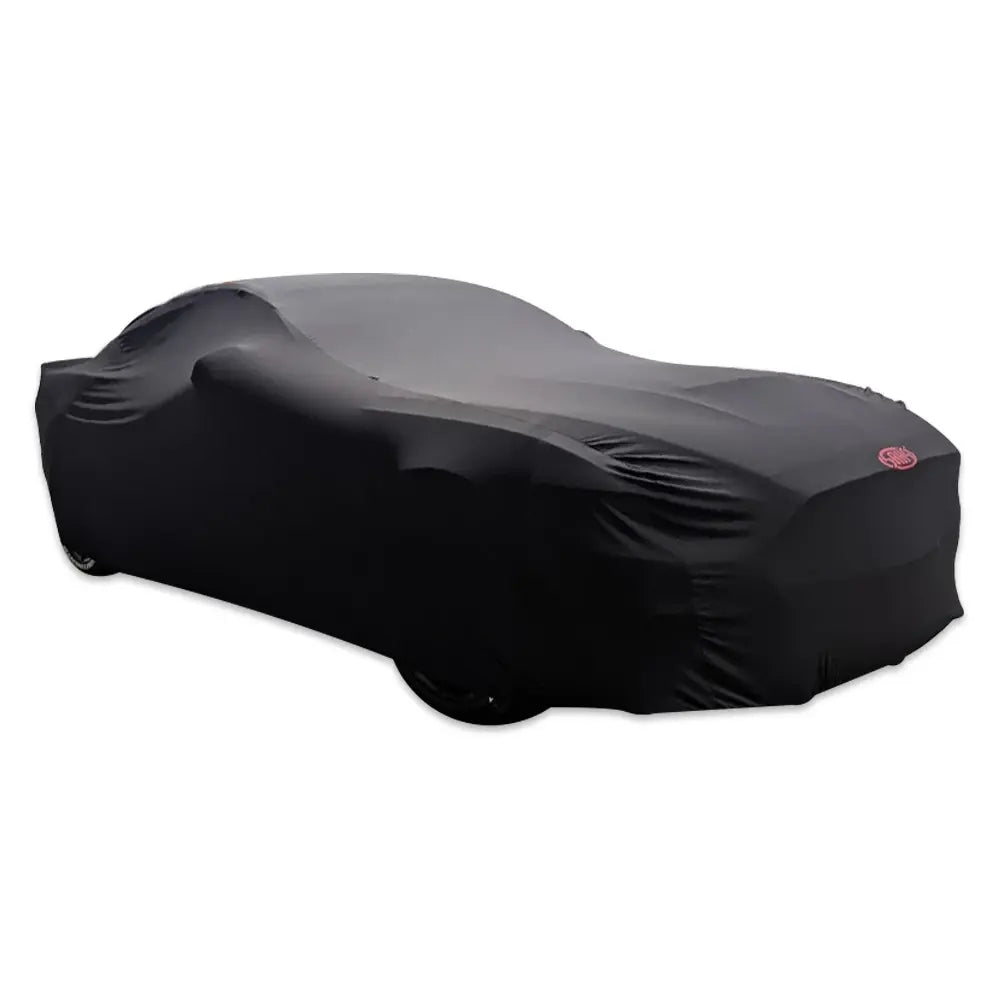 Black car cover on a white background