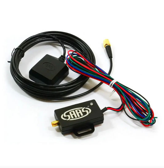 Car GPS tracker with cables on a white background