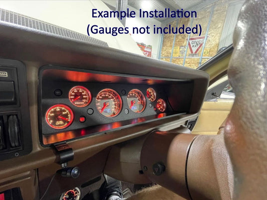 RetroTech 60X dash installed in a VB–VH Commodore with red-lit SAAS gauges – example install, gauges not included
