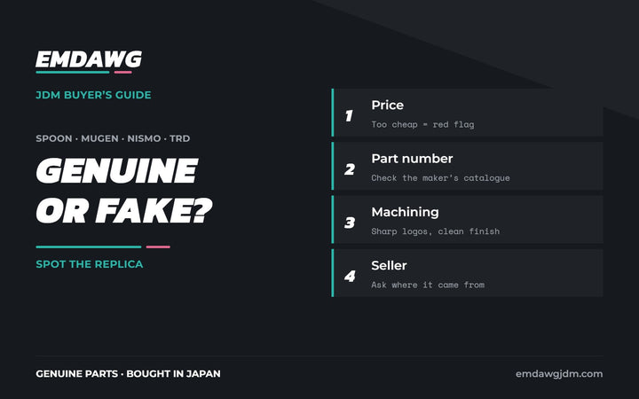 Genuine vs fake JDM parts: how to spot replica Spoon, Mugen, Nismo and TRD parts