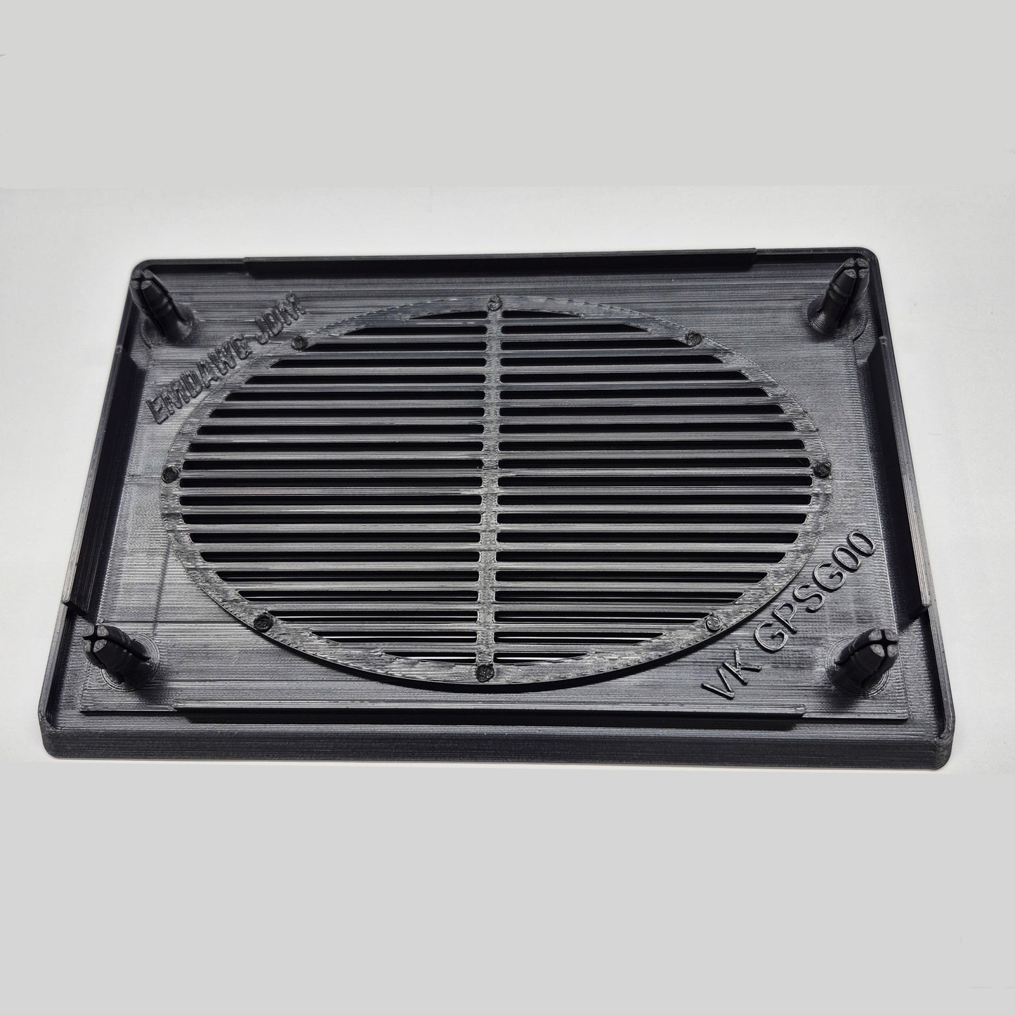 Metallic grill on a white background