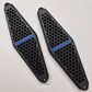 Two black honeycomb-patterned protective guards with blue 'SANDMAN' branding, displayed on a clean white background.