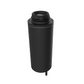 Black cylindrical object with a hexagonal top on a white background