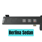 Car window control panel with buttons labeled 'Berlina Sedan' on a white background