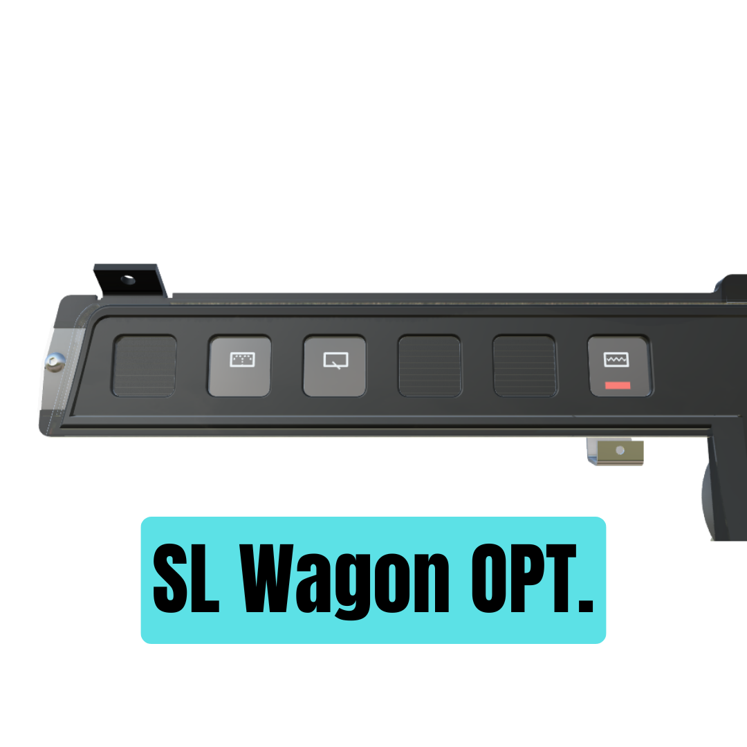 Control panel with buttons and labels on a white background