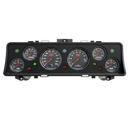Car dashboard gauge cluster with multiple gauges (Instrument Cluster Replacement) on a white background