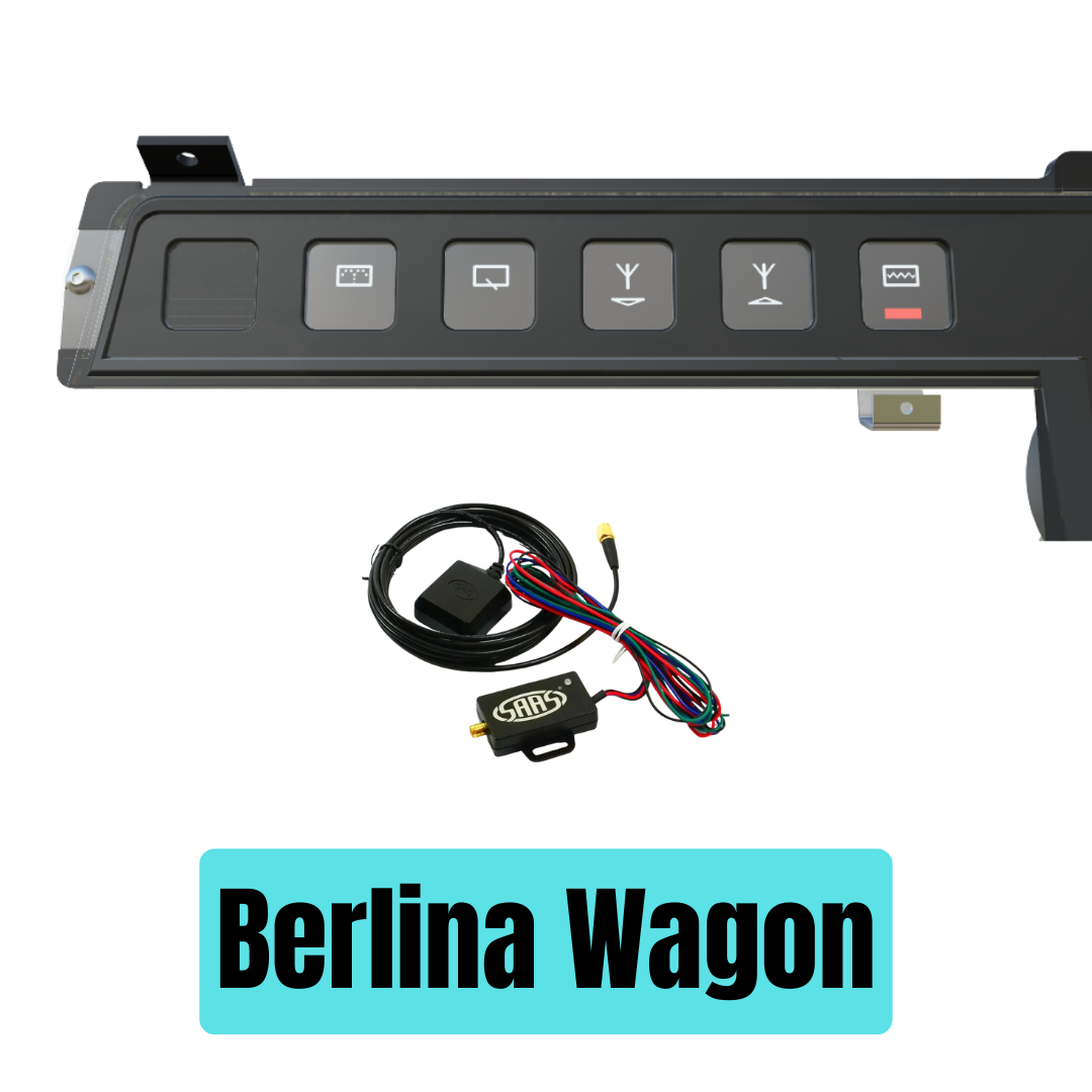 Car dashboard panel with buttons and wiring on a white background, featuring 'Berlina Wagon' branding.