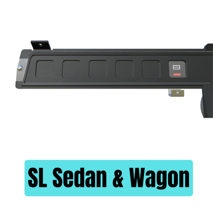 Car storage rack with 'SL Sedan & Wagon' label on a white background