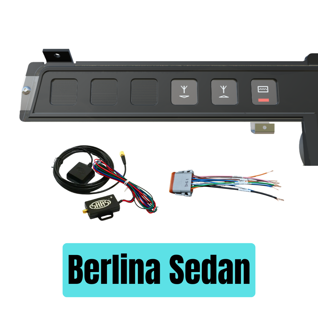 Car control panel with wiring harnesses on a white background, labeled 'Berlina Sedan'.