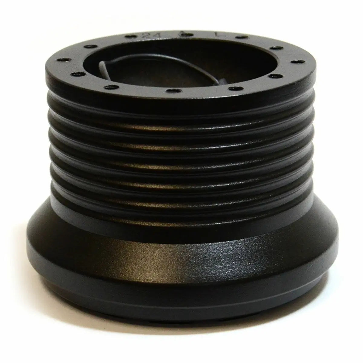 Black pulley wheel on a white background
