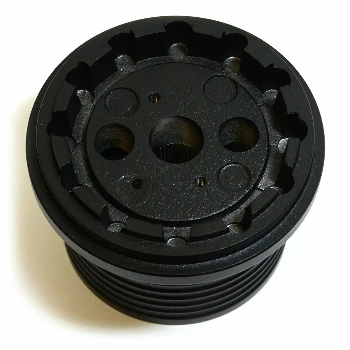 Black pulley wheel on a white background