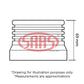 Technical drawing of a mechanical component with SAAS logo and dimensions on a white background