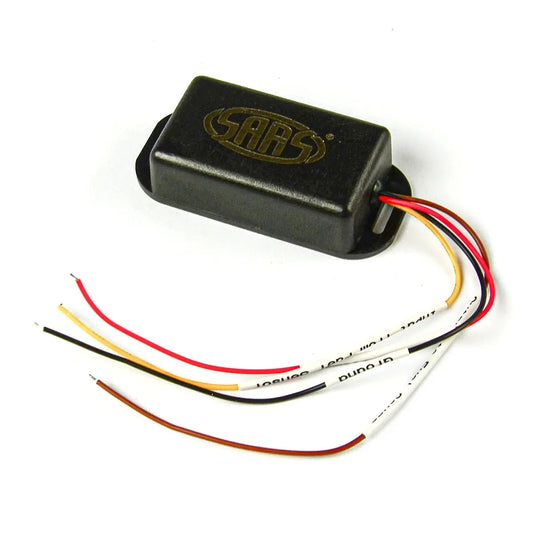 Black electronic component with wires on a white background