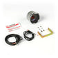 Car gauge kit with gauge, wiring, and mounting bracket on a white background