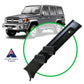 Black car grille guard with Toyota Land Cruiser in the background, proudly made in Australia.