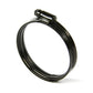 Black hose clamp on a white background