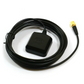 Black GPS antenna with cable on a white background