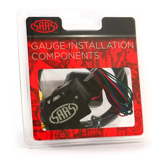 SAAS gauge installation components packaging with red and black design