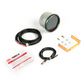 Car components including a gauge, wiring, and mounting bracket on a white background.
