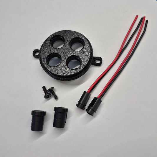 HJWBGTSPLCX pilot light cluster bare kit: 4-hole cluster housing, two warning light sockets, two wired T5 globe sockets and mounting screws